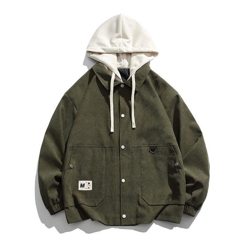 Fake Two Мужская осенне-зимняя контрастная куртка Tooling, куртка для активного отдыха, повседневная свободная контрастная куртка с капюшоном