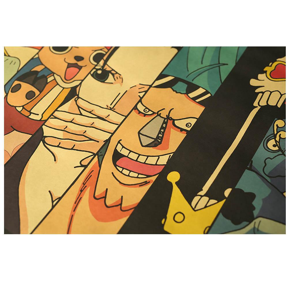 Постер Команда Соломенной Шляпы One Piece 100x55см Настенное искусство из крафт-бумаги
