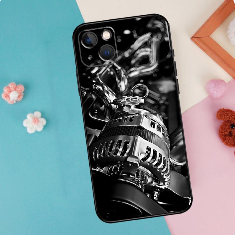 Mechanical Engines Phone Case For iPhone 16 15 14 12 11 13 Pro Max Plus Mini XR 16e Funda Silicone Back Cover