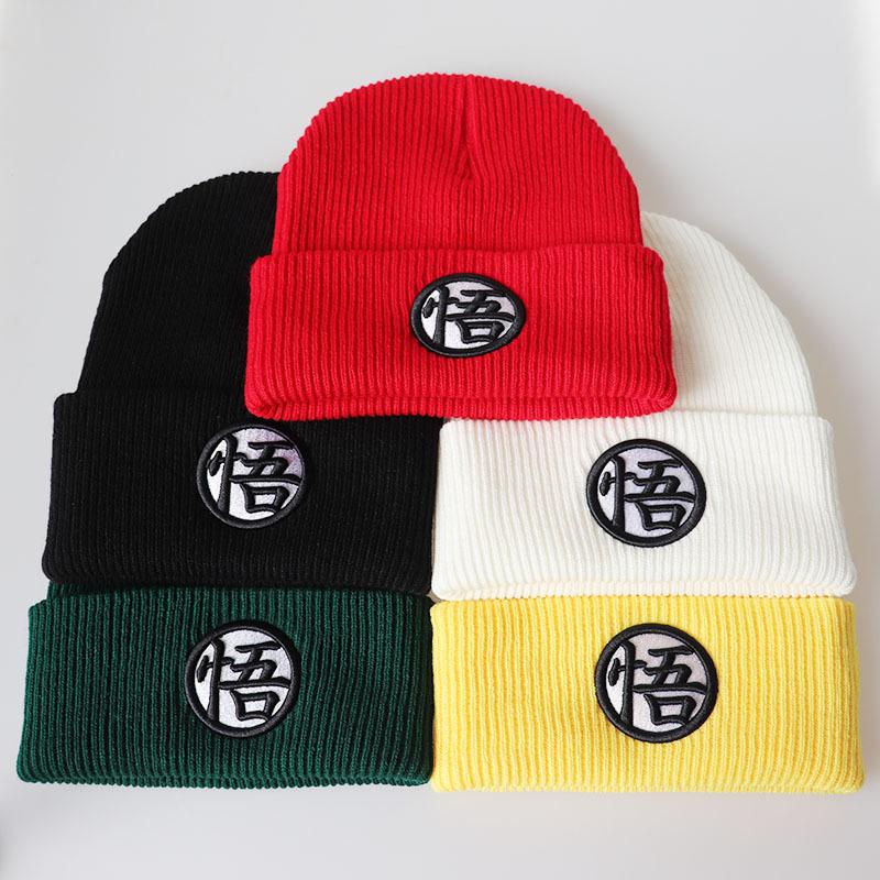 New Dragon Ball anime Goku three-dimensional embroidered cartoon student knit hat, unisex woolen beanie, cold weather pullover hat5Color