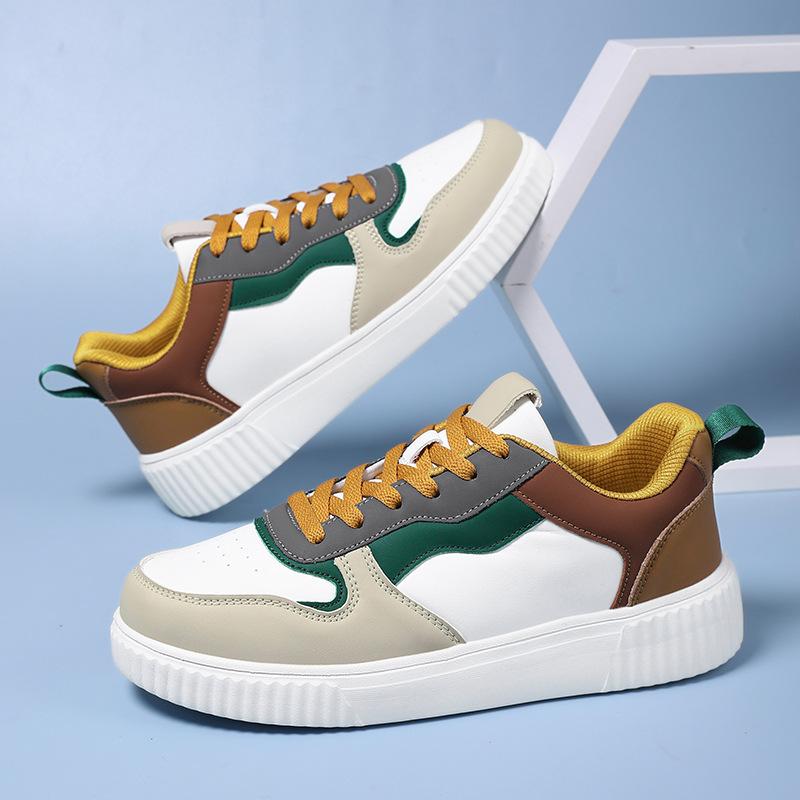 Men's Shoes Autumn Explosion 2024 New Boys Versatile Senior Sense Splicing Board Shoes Casual White Shoes Board Shoes