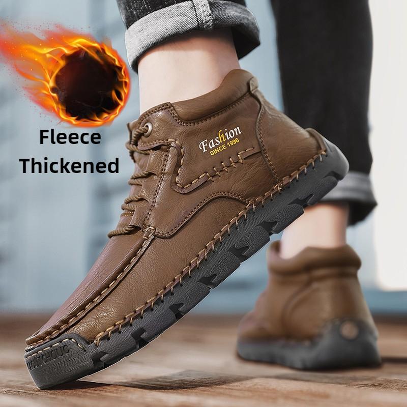 Spring/Autumn Men's Lace-up Large Size Retro Casual Shoes Casual Shoes Autumn/winter Plus Velvet Warm Handmade Ankle Boots