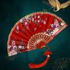 Китайский стиль Винтажный шелковый складной веер Искусство Ремесла Подарок Украшение для дома Танцевальный ручной веер Декоративный веер для комнаты