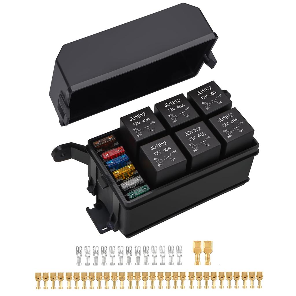 Relay Box 2 3 4 6 Slots Relay Block 6 9 10 12Way ATC/ATO Fuse Relay Box Fuse Block with Relay Universal Waterproof Kit for Car Fuses4