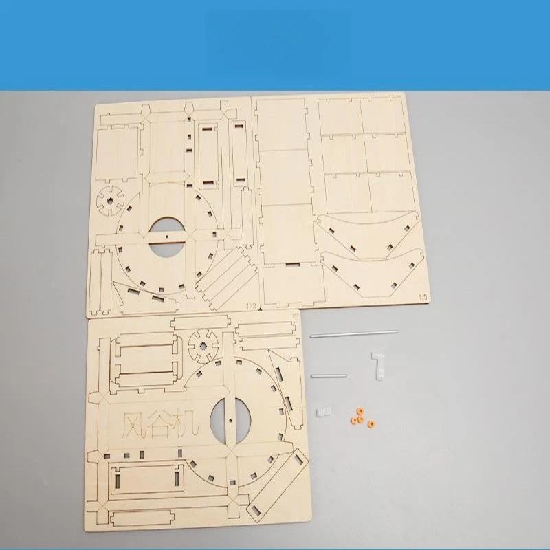 DIY Wooden Winnowing Machine STEM Science Kit 1 Set Physical Experiment Model for School Teaching Kids Hands-on Learning