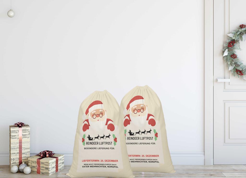 Printtoo Упаковка из 2 шт., сумки для хранения рождественских подарков, большой подарочный мешок Санты с завязкой на рождественской вечеринке 27x20 дюймов