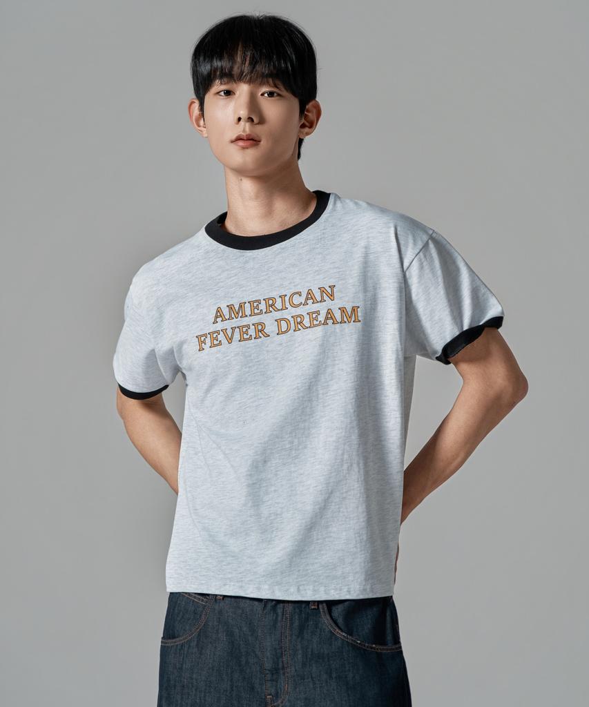 WAAR M1090 Dream Fever Ringer Short Sleeve T-Shirt_White Melange