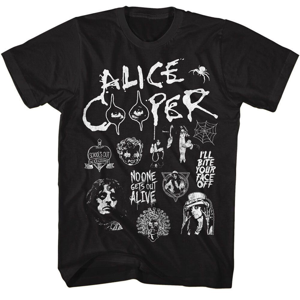 Alice Cooper Черная футболка унисекс с коллажем Alice Cooper