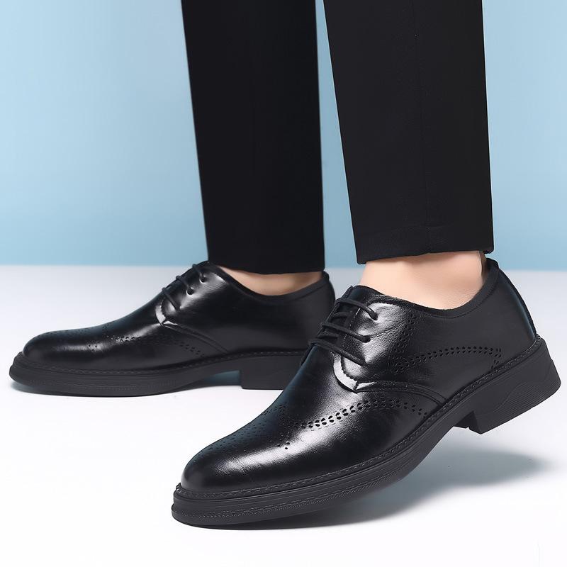 2024 Мужская официальная обувь Белая кожаная деловая повседневная обувь Модная мужская обувь для офиса и свадьбы Туфли-броги Социальная обувь для мужчин
