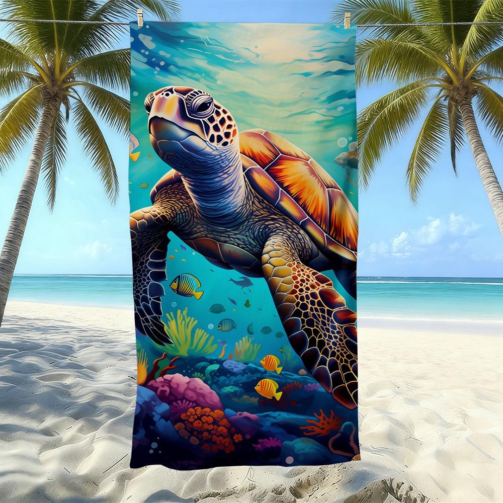 Seaside Microfiber Beach Towel, Water-Absorbing Quick-Drying Double-Sided Velvet Printed Bath Towel