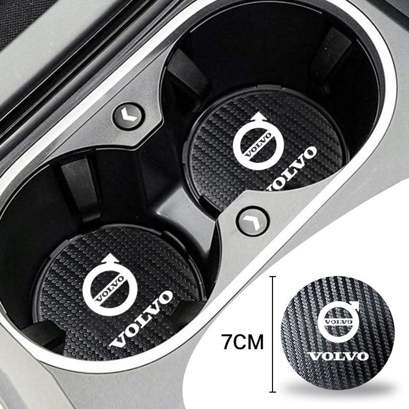 2PCS Car Interior Coaster Pad Water Cup Slots Non-Slip Mat For Volvo XC60 XC90 V40 V60 V50 V90 C40 XC40 V70 XC70 C30 Accessories