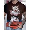 Summer Men's Funny Cute Cat 3d Printed Short Sleeve T-Shirt Loose Street Wear T-Shirt Casual Simple Suitable Children