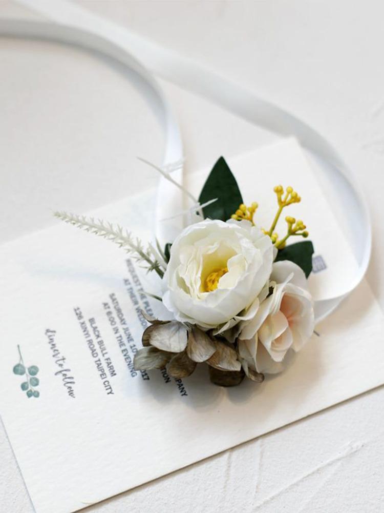 4 шт. искусственные цветы на запястье подружки невесты пионы бутоньерка корсаж на запястье искусственные пионы цветы на запястье для невесты выпускной свадьба