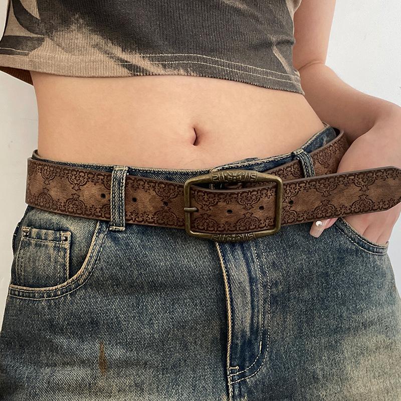 American Retro Belt Women'S Ethnic Style Belt With Jeans Belt Premium Brown
