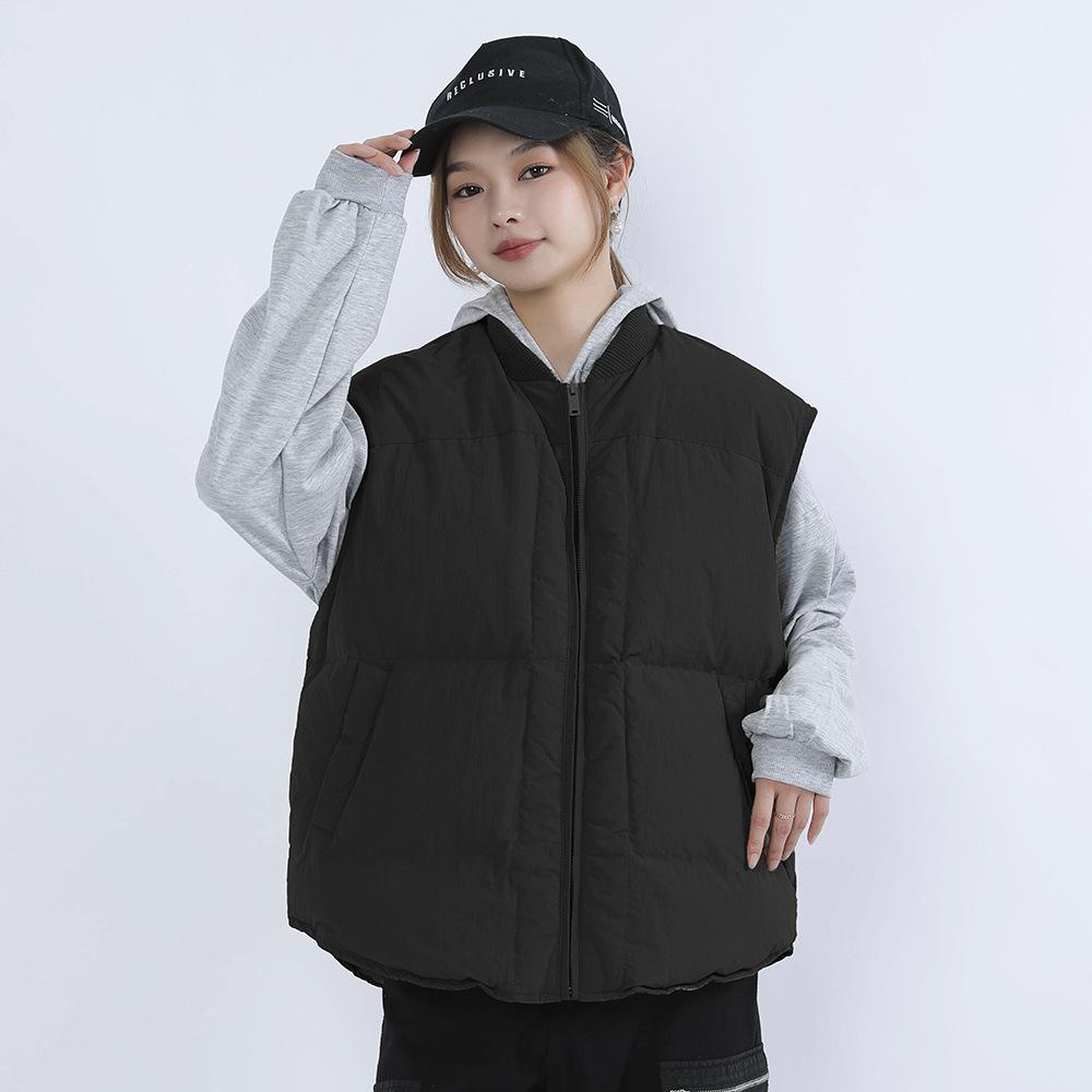 Жилет женский без рукавов, свободный, однотонный, с воротником, простой, свободный, из белого утиного пуха