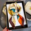 Spring Summer Women Elegance Silk Scarf 70X70cm Square Hijab Soft Headband Foulard Hairband Girl Foulard Neckerchief Ribbon