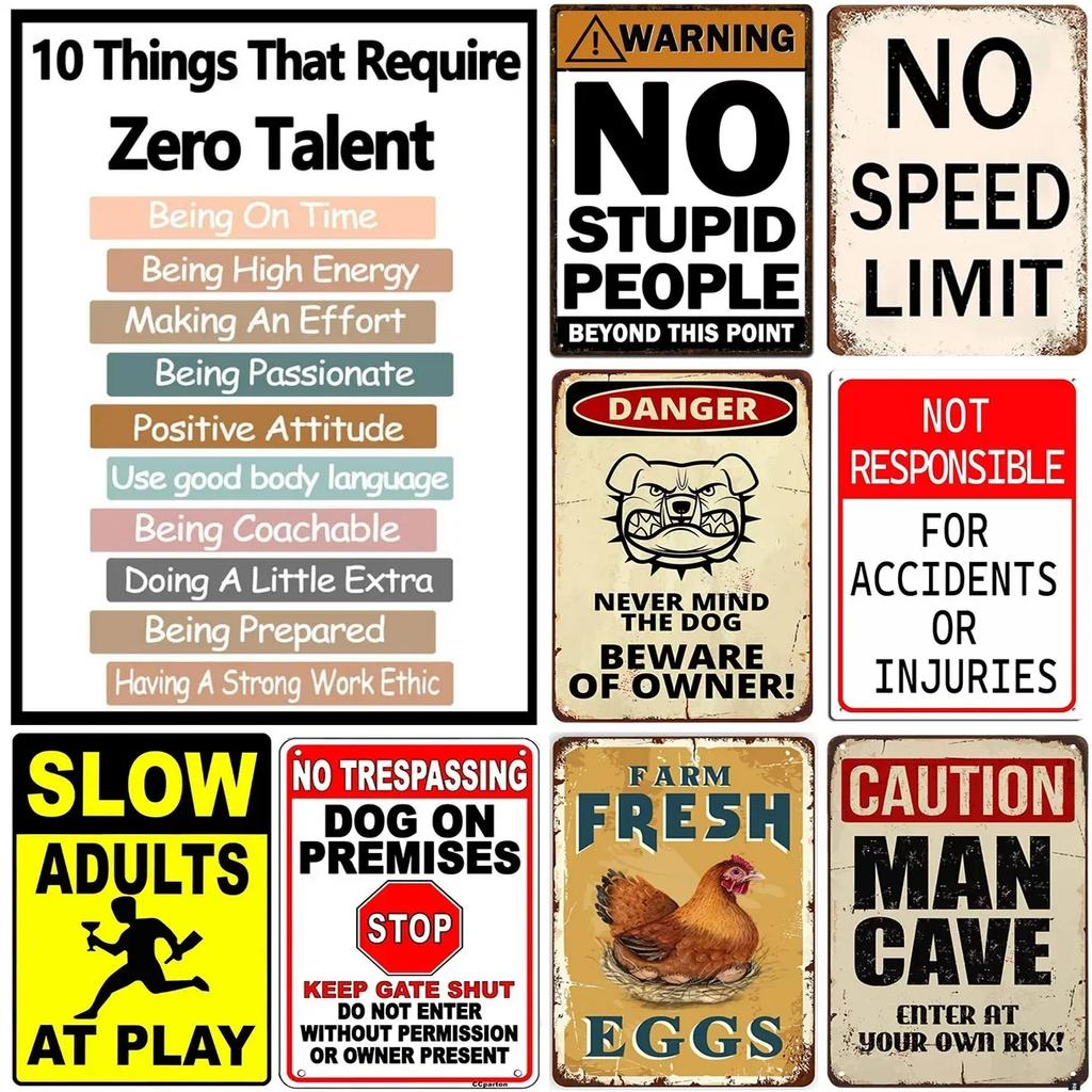 Vintage Metal Tin Sign No Stupid People Wall Decor for Man Cave Home Cafe Garden Club Bar Retro Iron Painting Plaque Art Poste