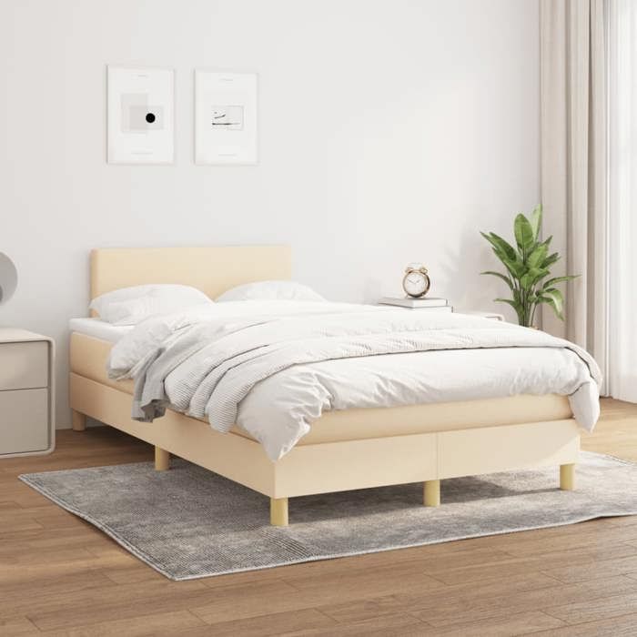 Maison Exclusive - Sommier à lattes de lit avec matelas Crème 120x200 cm Tissu