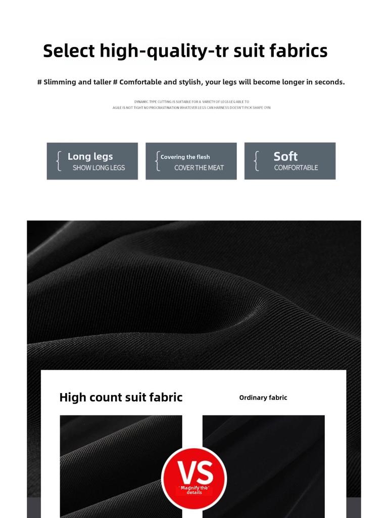 2024 Женские брюки-костюм с высокой посадкой, черные, широкие от бедра — Прилегающие, Повседневные, Высококачественная драпировка для Весны