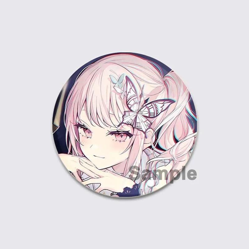 32/44/58mm Anime Mizuki Akiyama Badges Project SEKAI Brooch Round Brooches Jewelry Creative Art Pins for Backpack Decor Gift Accessory