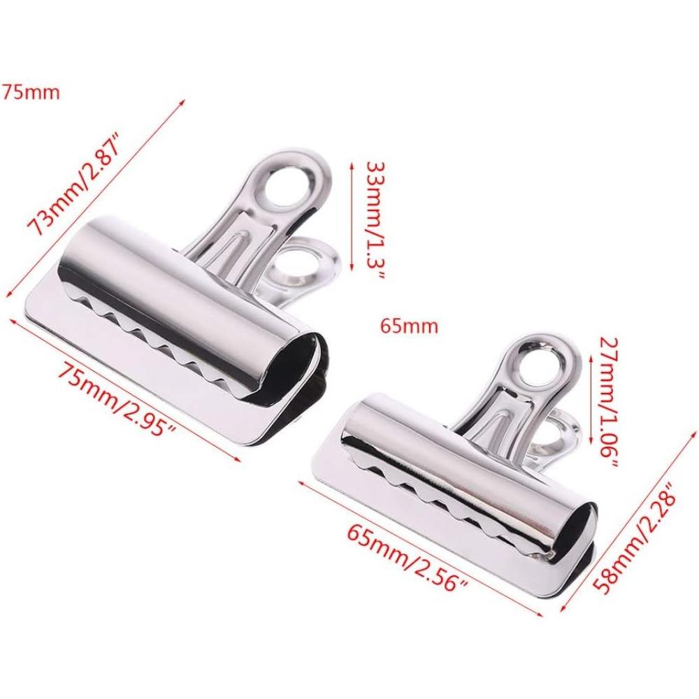 Large Metal Hinge Clips,65mm 75mm Silver Metal Bulldog Clips Paper Letter Document Ticket File for Pictures, Photos, Money