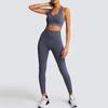 Seamless Knitted Slim Hip Lifting Sweat Wicking Sports Bodysuit Back Fitness Bra Yoga Suit For Women Solid Color Set