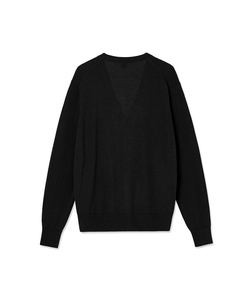 Iolo Silk Blended Classic V Cardigan_Black