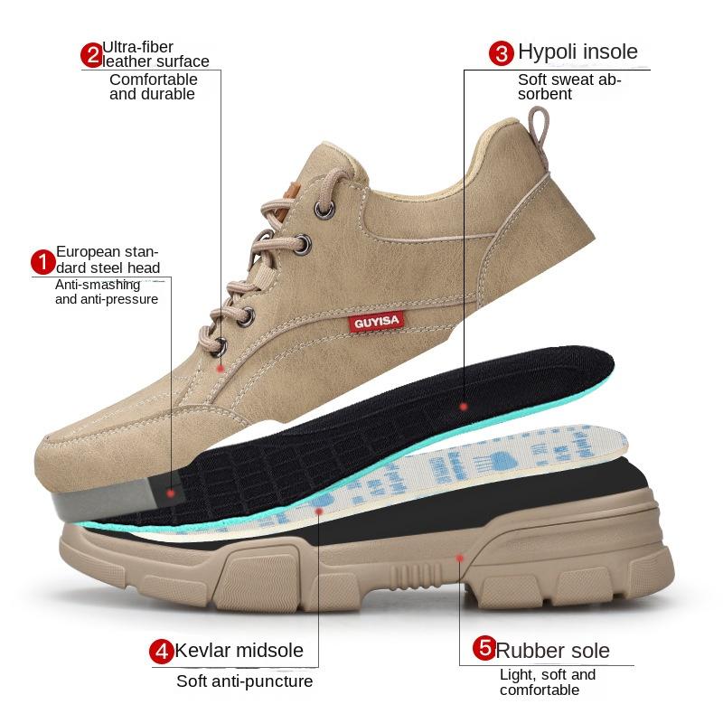 Labor Insurance Shoes Men's Anti-smash and Anti-puncture Wear, Light, Comfortable, Non-slip, Waterproof and Wear-resistant Safety Shoes