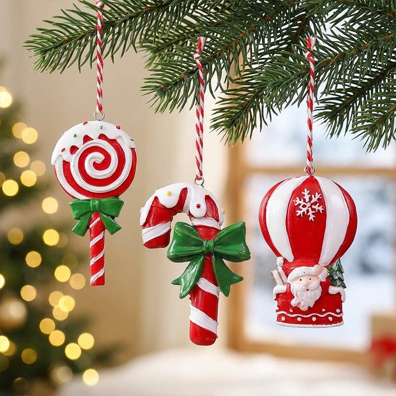 3pcs Christmas Tree Hanging Ornaments Resin Santa Claus Hanging Decor Small Accessories Christmas Snowman Pendant