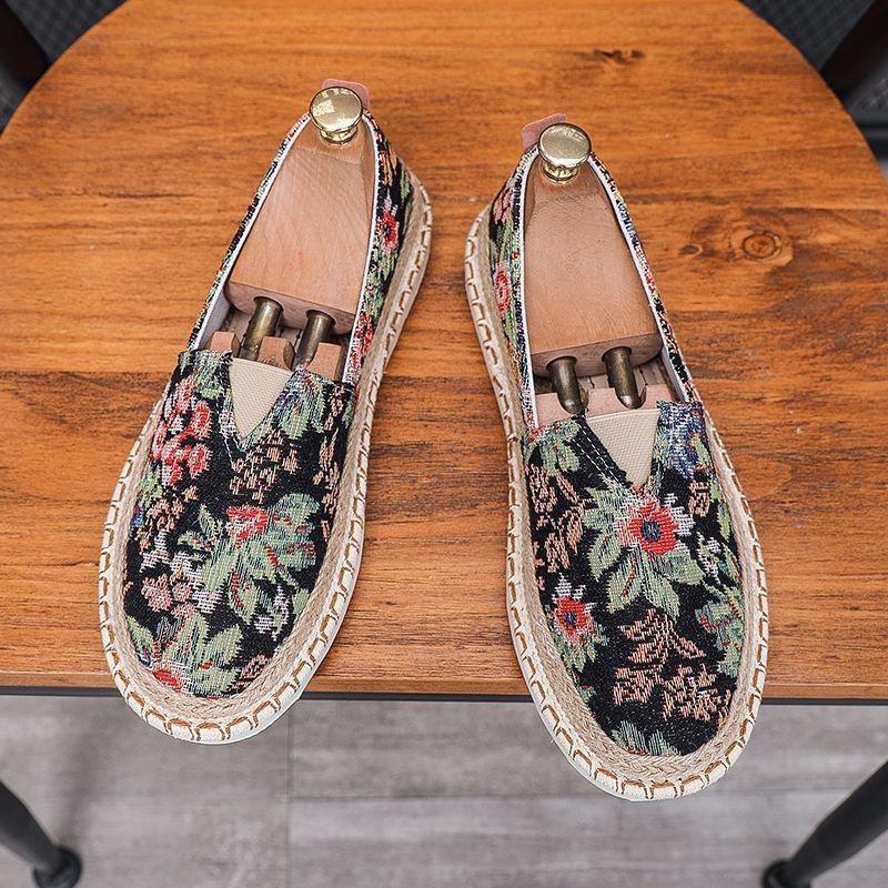 Новые туфли для мужчин. Повседневная обувь из парусины. Летние модные принты. Дышащие мокасины без застежек. Уличные туфли на плоской подошве. Рыболовные туфли.