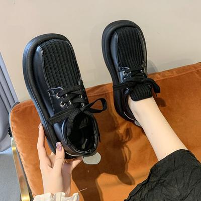 Женская обувь черного цвета с низким каблуком, женская обувь с круглым носком, на платформе, стильная, предложение, весенняя обувь 39, корейская, новинка в городском стиле