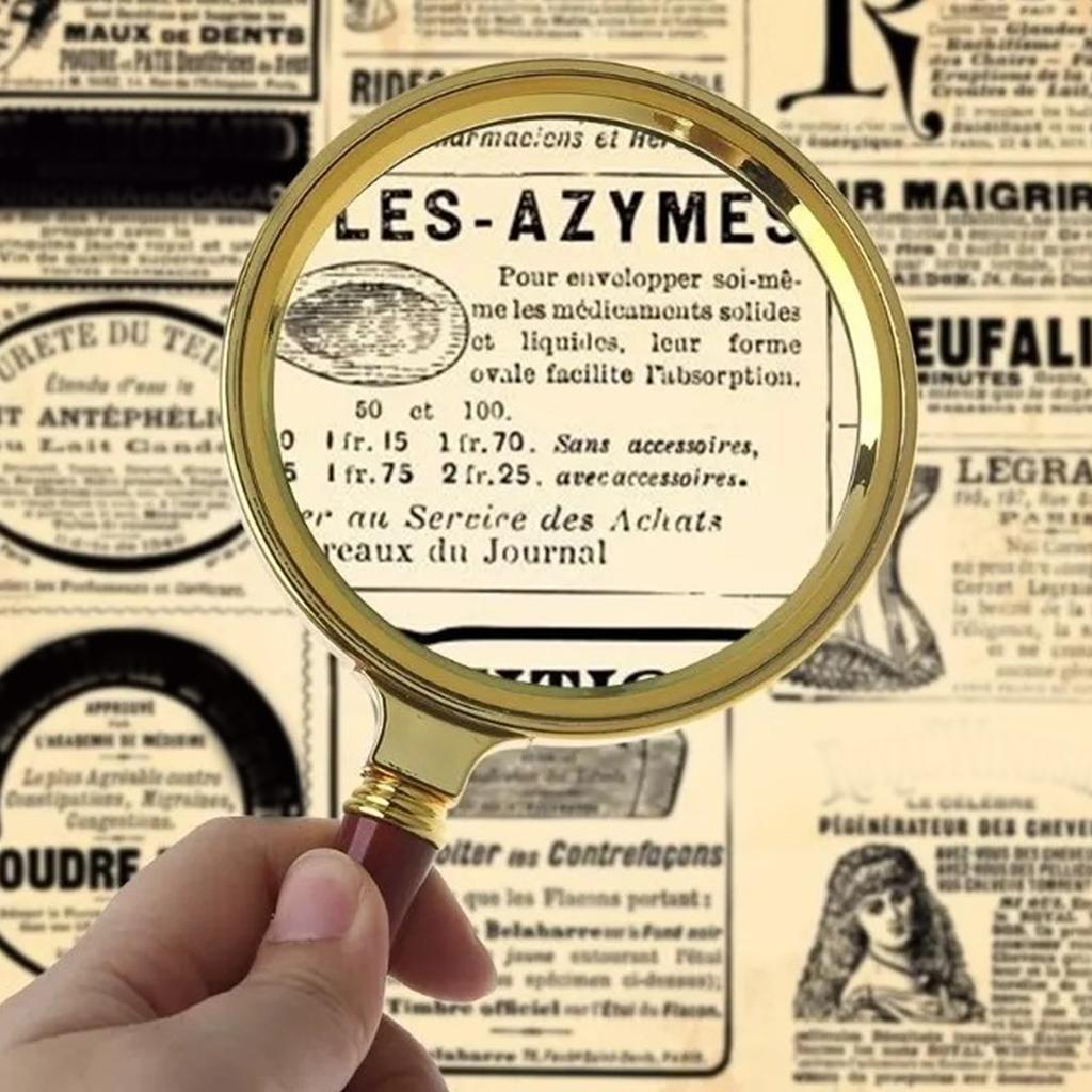 Magnifying Glass Wooden Handle 10x Magnification Zinc Alloy Frame Portable 155x70x15mm Handheld Reading Magnifier