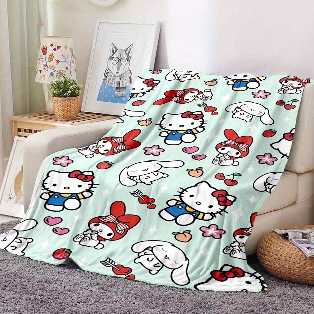 1pc Cute, HelloKittyMelody RV Blanket, Digital Printed Flannel Blanket, Multi-Purpose Four Seasons Hypoallergenic Quilt for Sofa, Bed, Offic