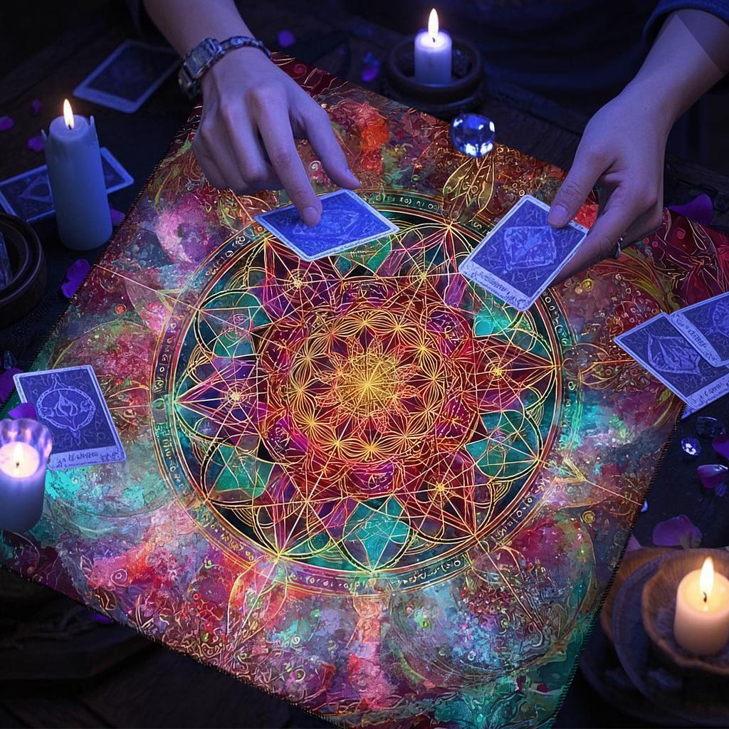 Скатерть для Таро Мандала Цветок Жизни Алтарная ткань для гадания, медитации, круга, коврик для Таро Галактика, духовная подкладка для карт Оракул