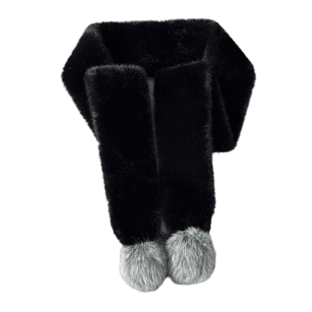 Pom Pom Trim Faux Fur Scarf Soft Plush Plush Scarf New Neck Warmer Daily Wear