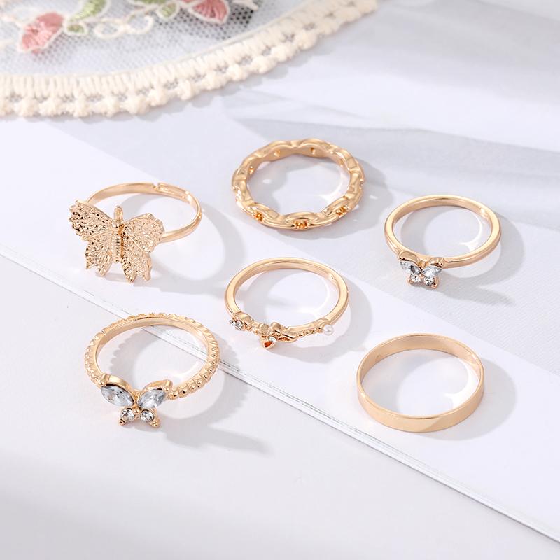 Женское кольцо Кольцо-бабочка Модное элегантное индивидуальное сочетание милых комплектов ювелирных изделий