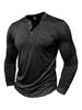 Мужская футболка-henley из бамбука и хлопка - Высокая эластичность, быстросохнущая, дышащая, с длинным рукавом для весны и осени