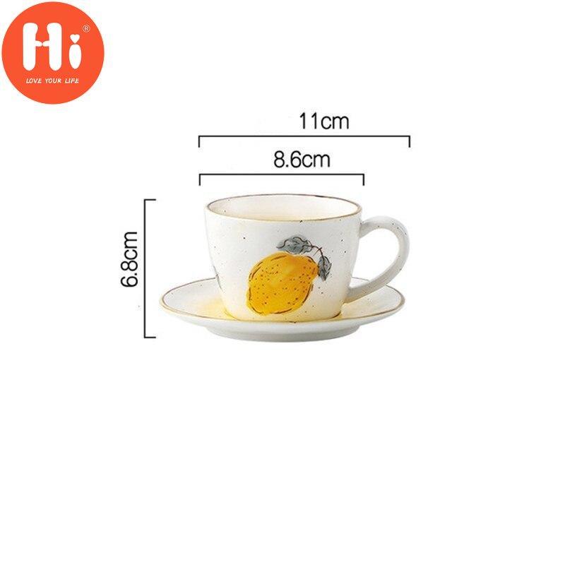 Керамическая чашка для кофе и блюдце, 175 мл, чашка для послеобеденного чая, фарфоровая чашка для молока, ручная роспись, лимон