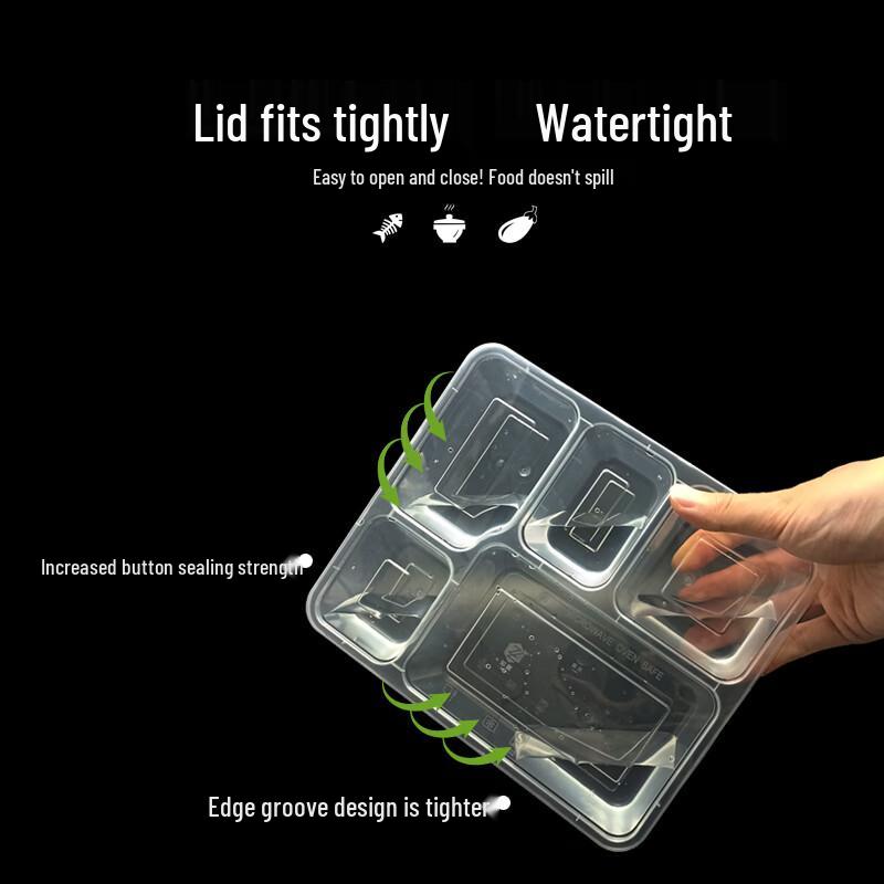 Disposable 5-Compartment Microwaveable Takeout Meal Boxes