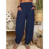 Women's Harem Pants Summer Casual Retro Large Size Cotton and Linen Pants Elastic Waist Wide Leg Pants Home Pants
