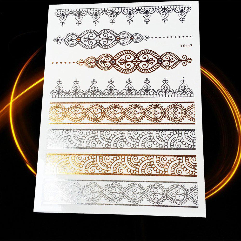 1PC Women Body Art Gold Metallic Tattoo Sticker Chain Bracelet Fake Jewelry