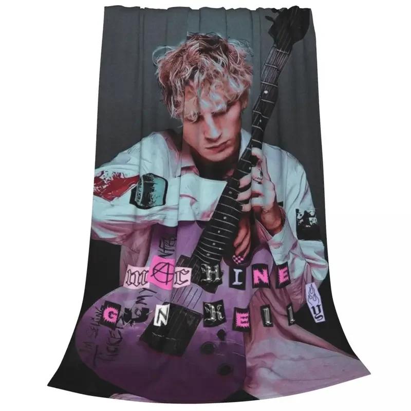 Плед Machine Gun Kelly Флисовый Зимний Музыкальное Искусство Певец Портативный Супер Мягкий Плед для Постельного Белья Путешествий Плюшевое Тонкое Одеяло