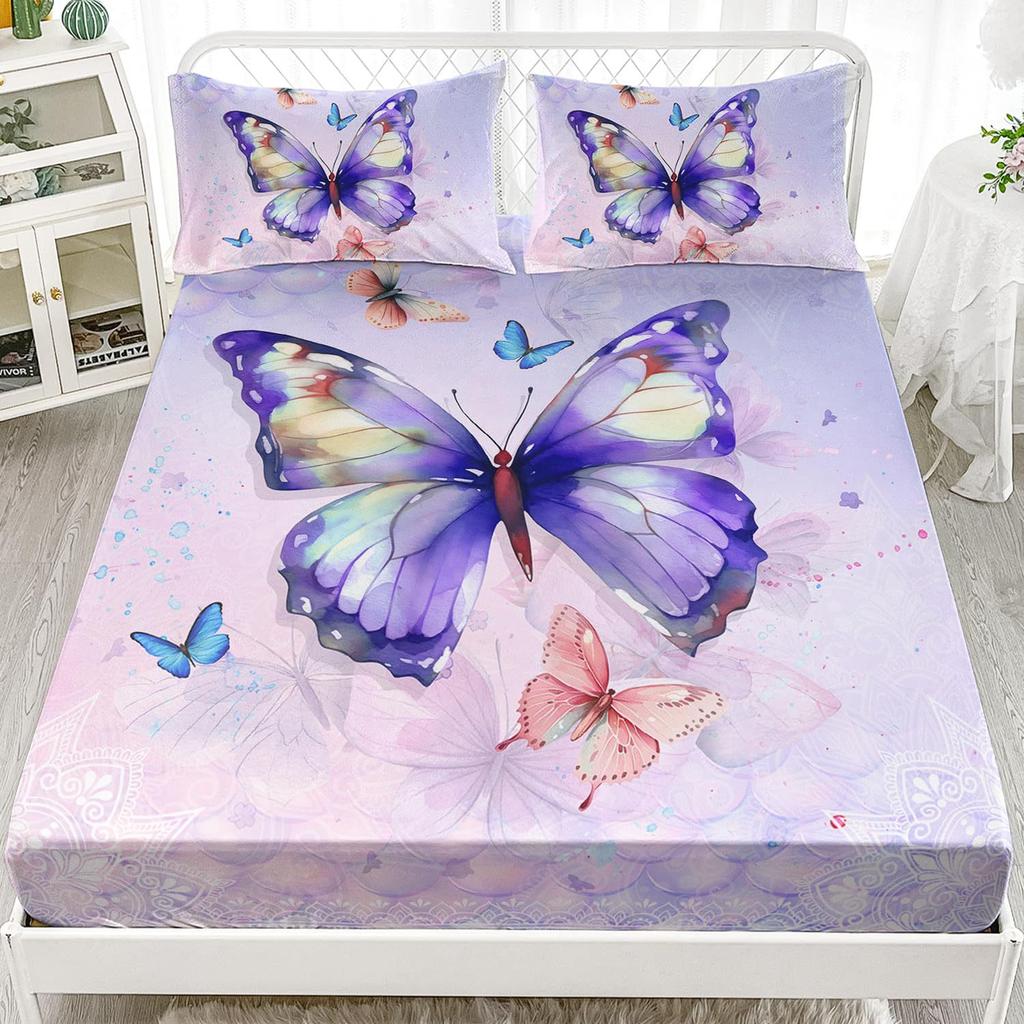 Красивый матрас с узором бабочек, трехпредметный комплект постельного белья с цифровой печатью, для взрослых и детей
