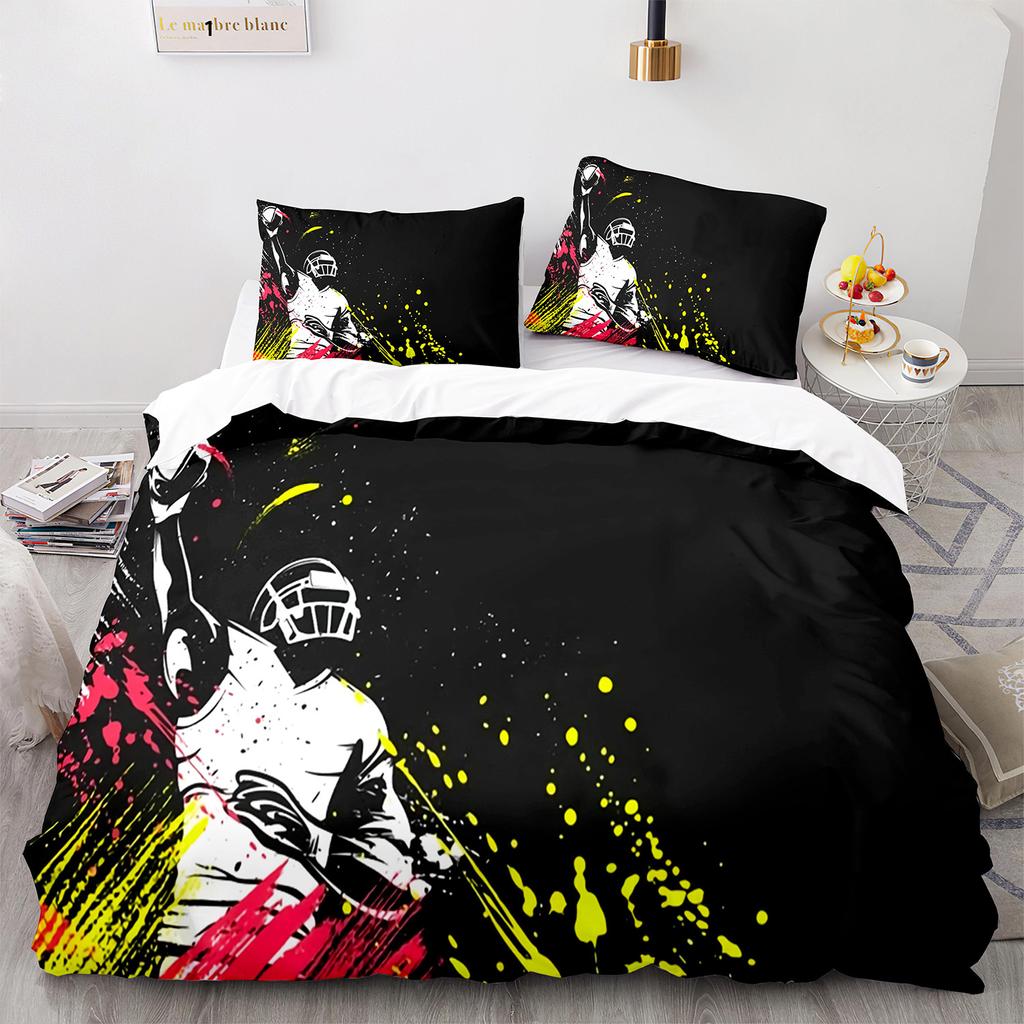 3PC America Football Bedding Microfiber Full/Queen/King/Twin Sport Duvet Cover Set for Boys Girls Teen Speed Victory Quilt Cover