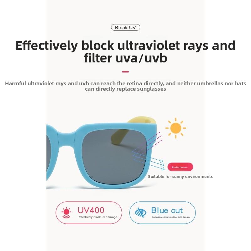 Large Frame Folding Children's Sunglasses Fashion Silicone Baby Polarized Sunglasses Wholesale Anti-ultraviolet Glasses Tide