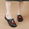 New Summer Flat Low Heel Women's Shoes Ethnic Style Genuine Leather Flower Slippers Hollow Breathable Comfortable Hole Shoes