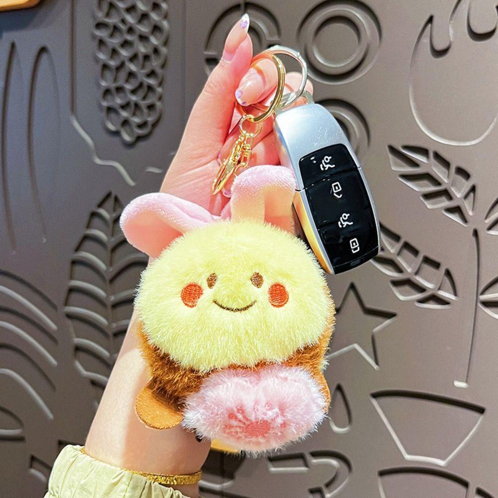 Cartoon Cartoon Bee Keychain Soft Creative Drawstring Doll Cute Plush Bag Pendant Women Men