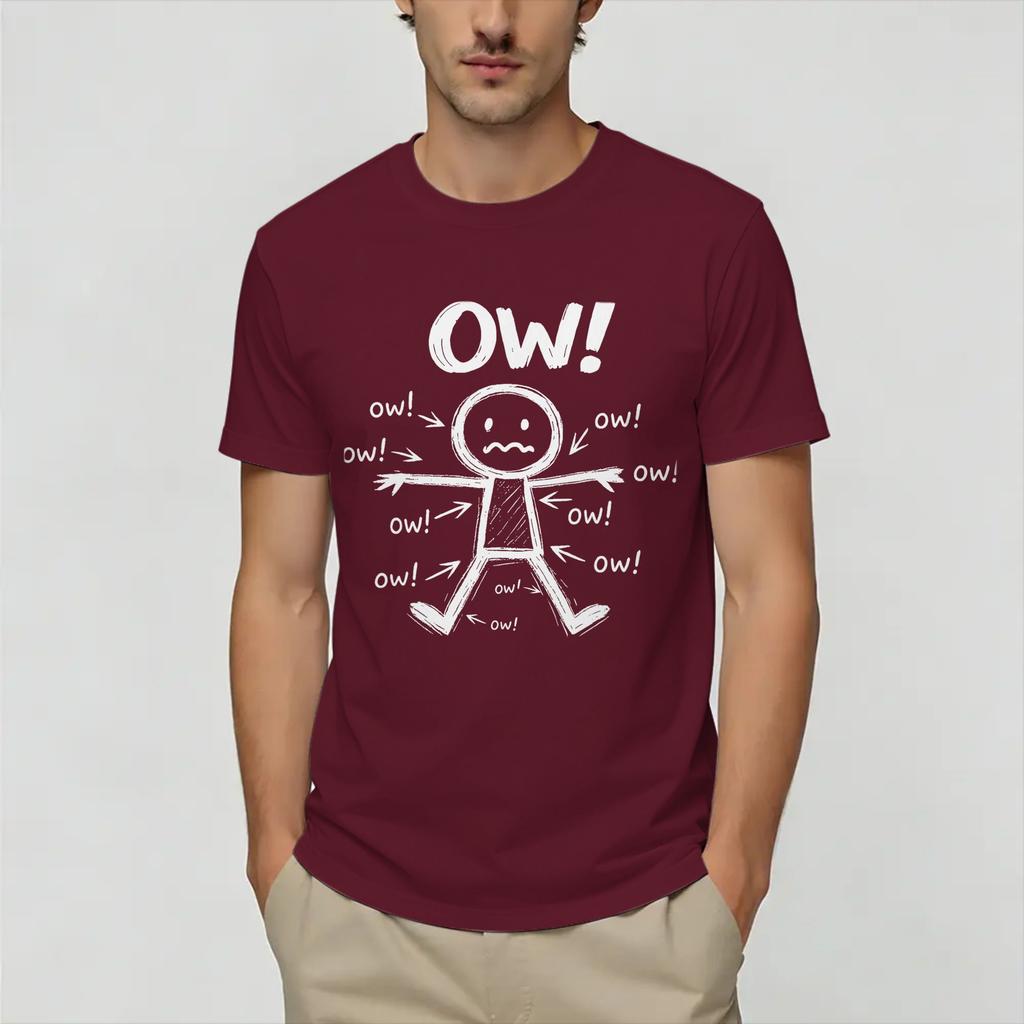 Funny Ow Ow Ow Ow Saying Body Unisex T Shirts Leisure Tees Short Sleeve Crew Neck TShirts Cotton Plus Size Clothes