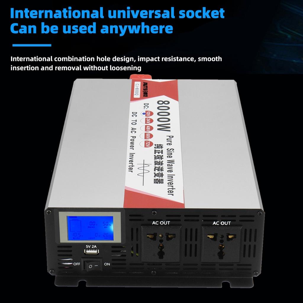 Преобразователь мощности DC 12V/24V в AC 220V 4000W/5000W/6000W/8000W с ЖК-дисплеем, Солнечный инвертор, Инвертор с чистой синусоидой, Понижающий/повышающий преобразователь напряжения, Новый инвертор питания