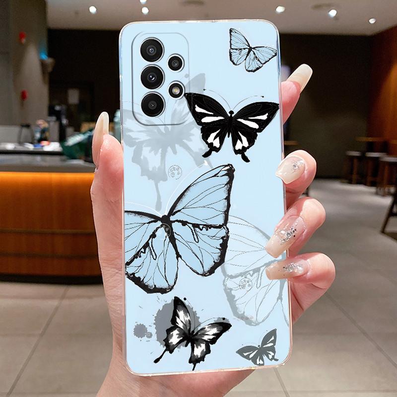 Case For Samsung A23/A33 5G Clear Silicone Fashion Butterfly Flowers Soft Back Cover For Samsung Galaxy A33/A23 Protective Case